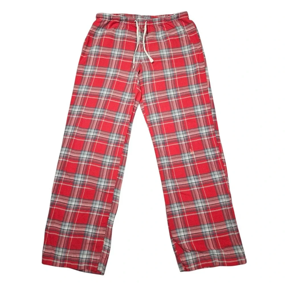 GapBody Womens Flannel Pajama Pants S Red Plaid Drawstring Lounge Sleep Bottoms